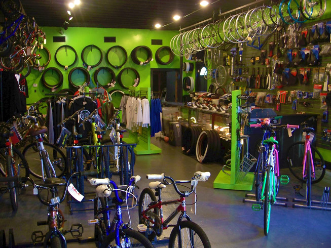 Bicycle tires and rims at Fizz’s Bike Shop in Indiana’s Madison Historic District, 311 West Street, Madison Indiana 47250