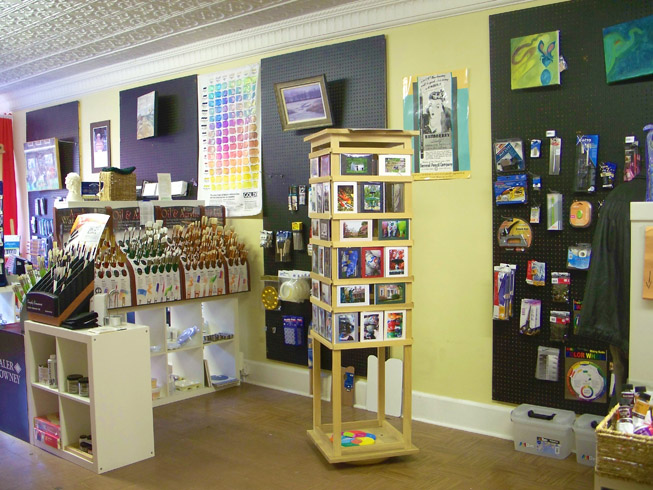 Paint Brushes for every size, shape, and function, for sale at Galatea’s Art Supply, Madison Historic District Shops, Downtown Madison Indiana, including local original art work on display and for sale.