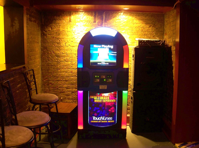 Picture of the jukebox at Tiffany's Lounge bar, Madison Historic District, Downtown Madison Indiana.