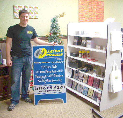 Digital Dreams digital copying of personal and professional film, analog recordings, audio and video, owner next to sign in office, 310 West Main Street Madison Historic District Indiana 47250, at 812-265-4220.