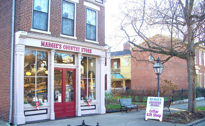 Margie’s Country Store selling cloth materials, sewing supplies, and decorative knick knacks, in downtown Madison Historic District at 721 W. Main Street Madison Indiana 47250