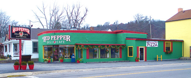 800 Block of West Main Street, 
		Historic District of Madison Indiana, Red Pepper Deli, Cafe, Catering,
		 902 W. Main Street, Madison Indiana 47250, 812-265-3354.
